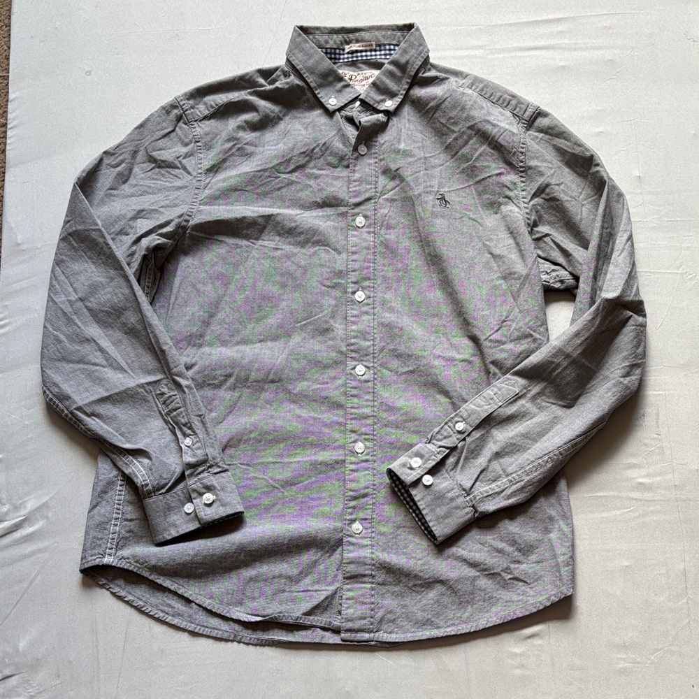 Original Penguin Men's Casual Gray Button-Down Shirt